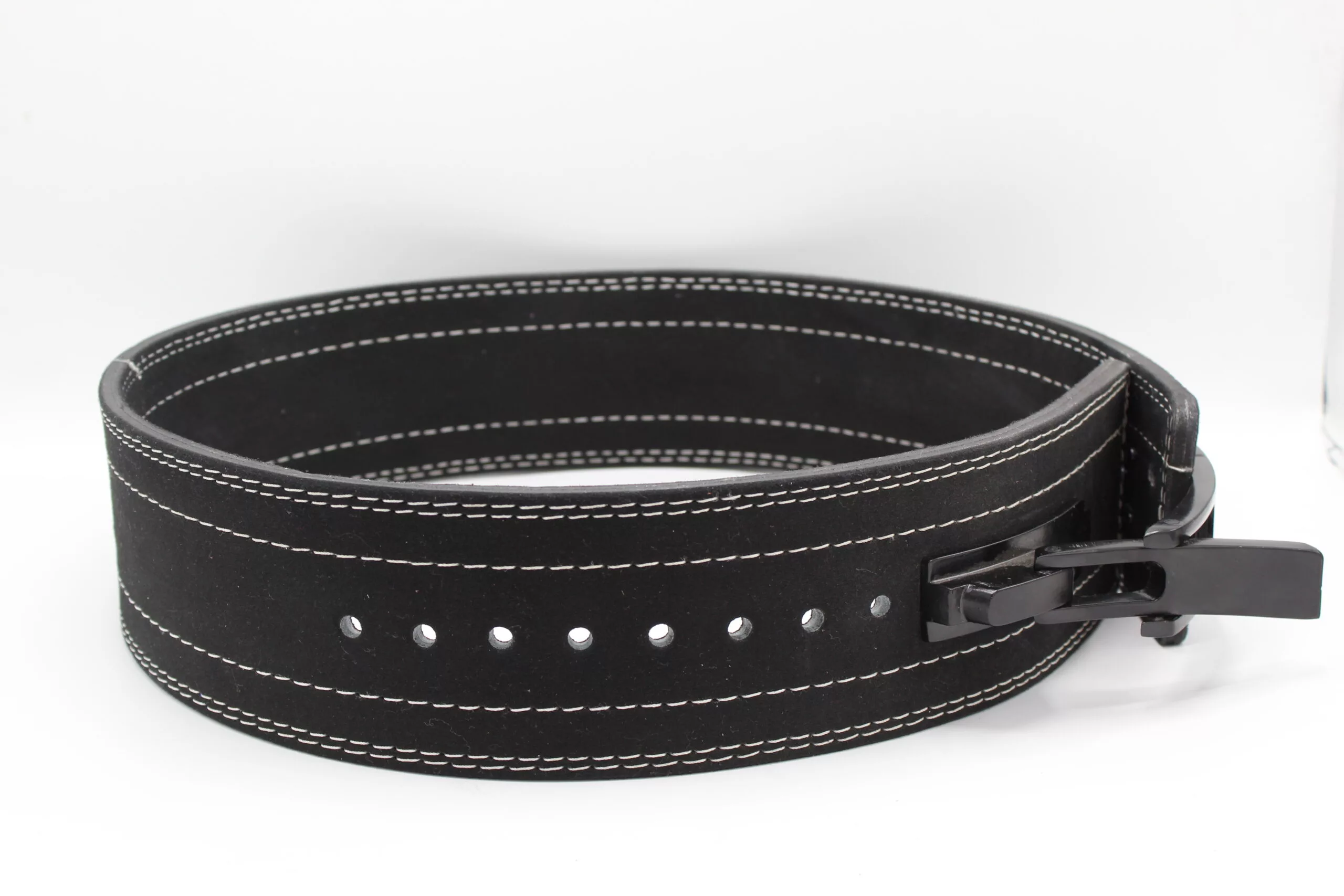 Weightlifting Lever Belt Black white stitched