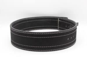 Weightlifting Lever Belt Black white stitched