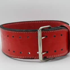 GENGHIS POWERLIFTING RED LEATHER DOUBEL PRONG BELT