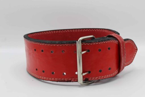 GENGHIS POWERLIFTING RED LEATHER DOUBEL PRONG BELT