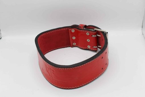 GENGHIS POWERLIFTING RED LEATHER SINGLE PRONG BELT