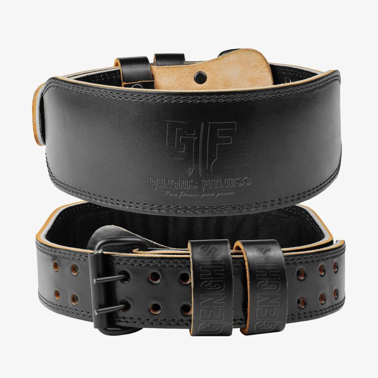Genghis Fitness 4 Inch Leather Weightlifting Belt Black Side View