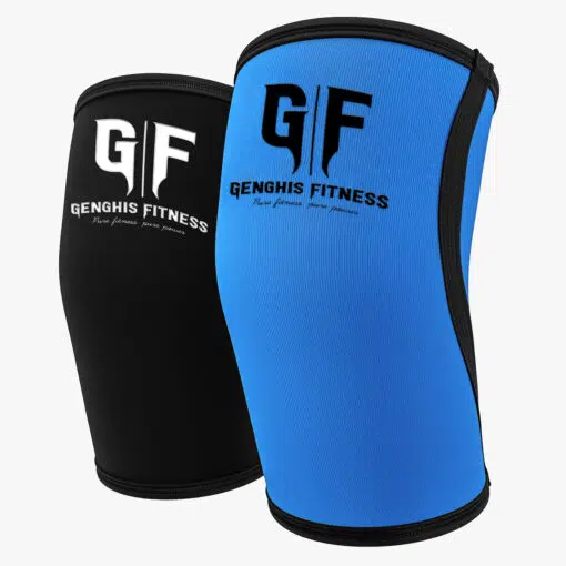 Genghis Fitness 7mm Reversible Elbow Sleeves Neoprene Black Blue Reversible Side View