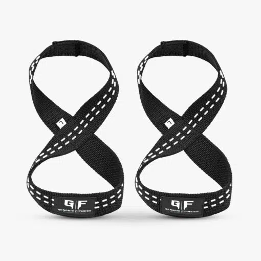 Genghis Fitness Figure-8 Lifting Straps Deadlift Black Side View