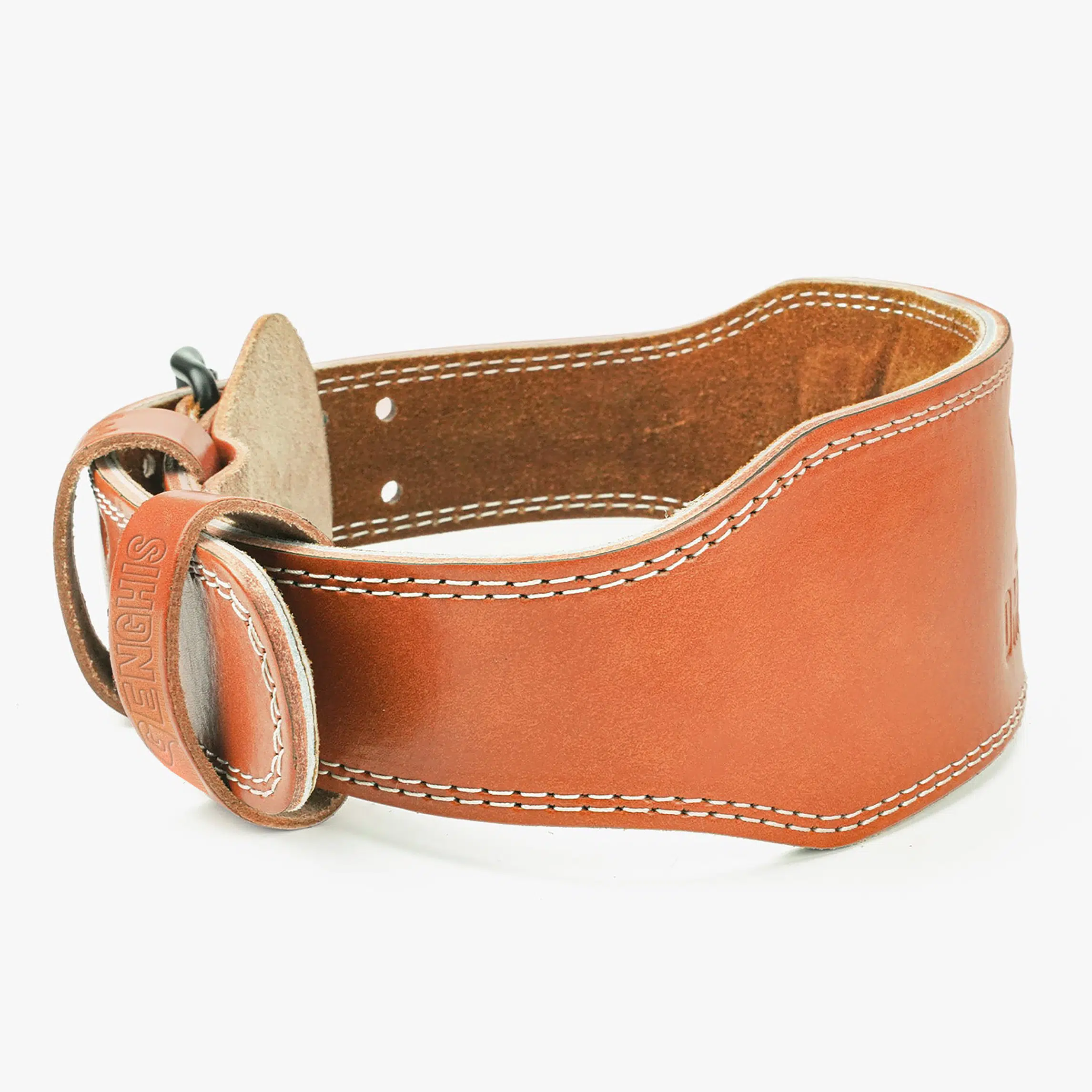 4-Inch Leather Weightlifting Belt | Single-Prong Deadlift Belt 15 Genghis Fitness 4 Inch Leather Weightlifting Belt Brown Front View