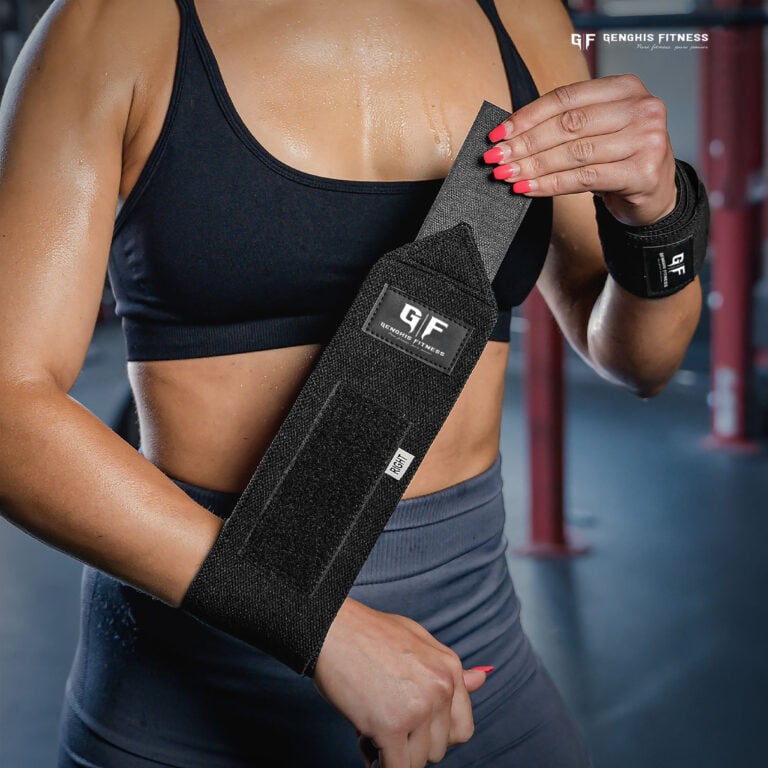 Genghis Fitness Lifting Wrist Wraps 12 18 Inch Worn In Use
