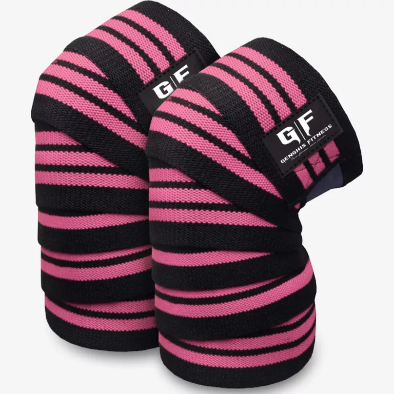 Genghis Fitness 78 Inch Knee Wraps Weightlifting Pink Side View
