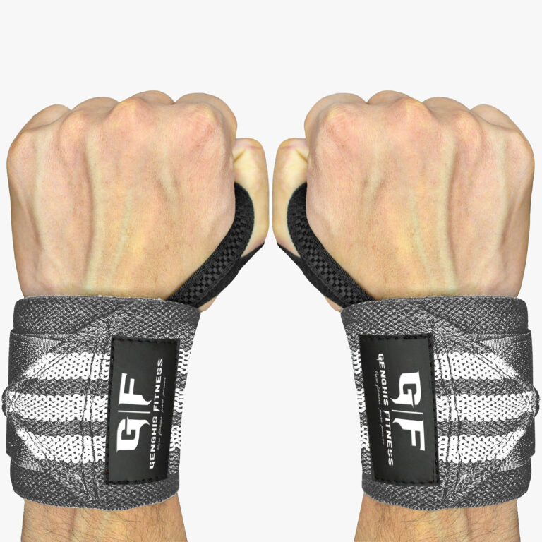 Genghis Fitness Lifting Wrist Wraps 12 18 Inch Grey Front View