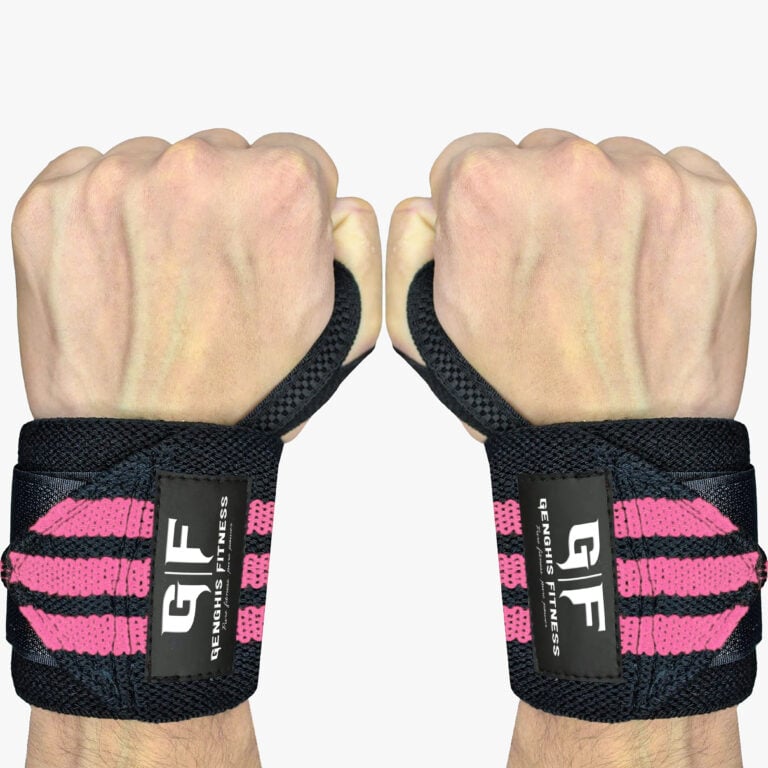 Genghis Fitness Lifting Wrist Wraps 12 18 Inch Pink Side View